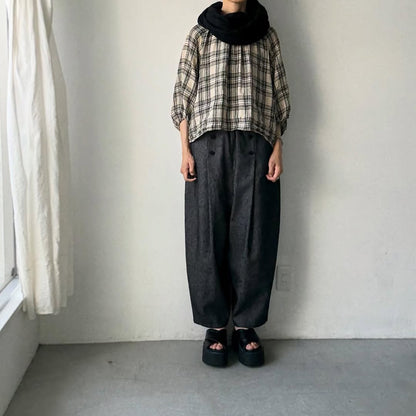 MAGALI コットンリネンデニムマリンパンツ