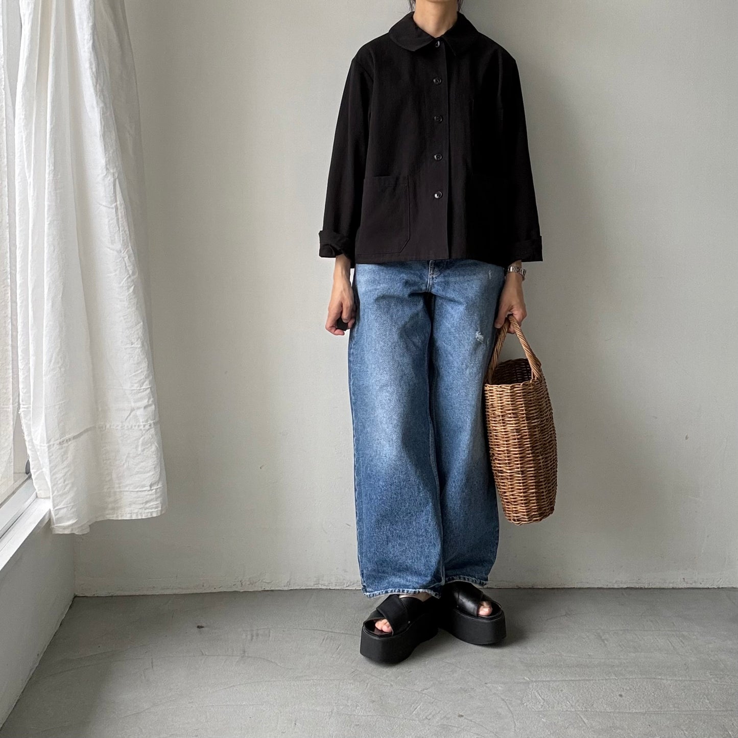 atelier d'antan Kantor コットンジャケット　ブラック