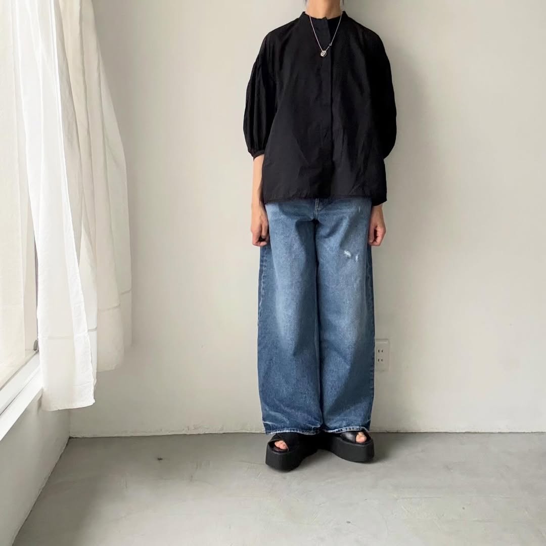 homspun  無地パフスリーブブラウス