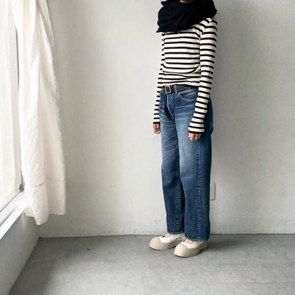 R&D.M.Co  ボーダークルーネックリブニットソー