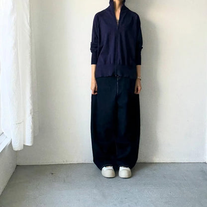 homspun ソフトコットンジップアップカーディガン　ネイビー