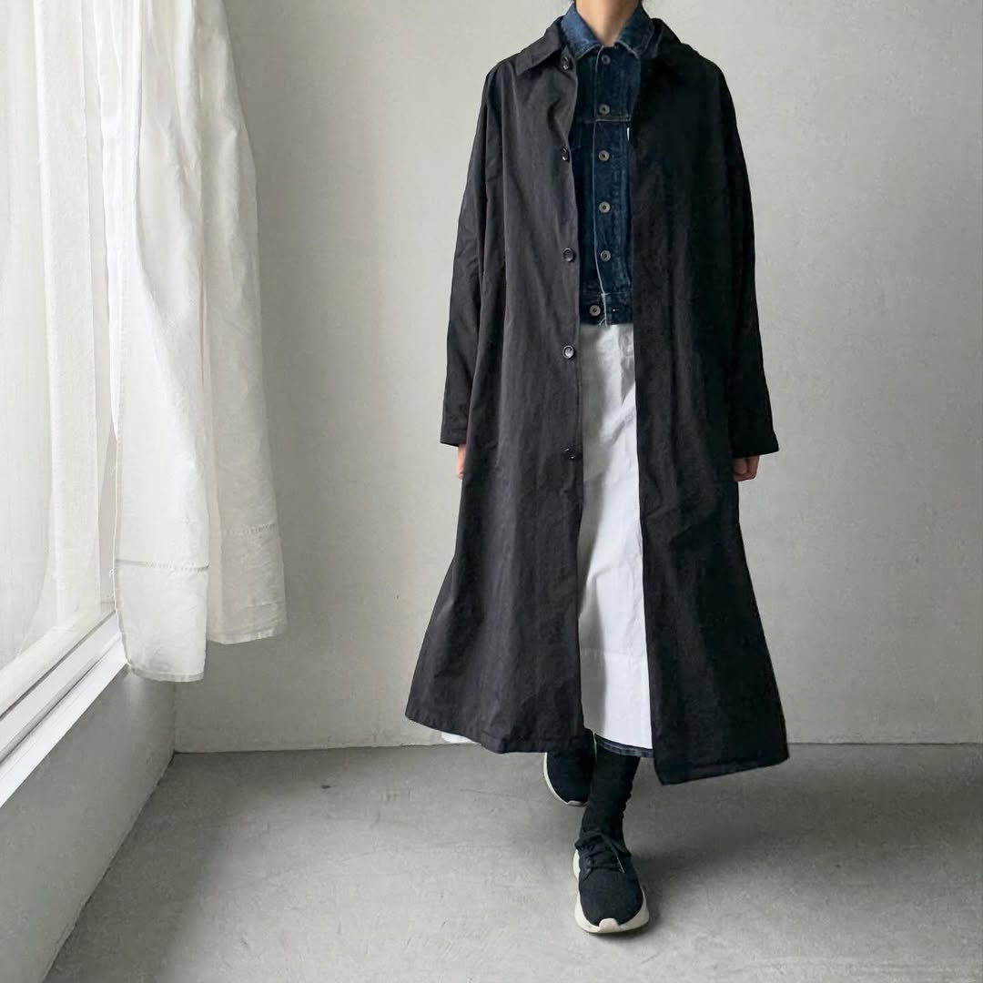 R&D.M.Co ガーメントダイステンカラーコート　ブラック