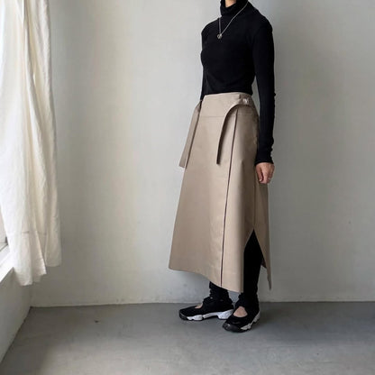 TENNE HANDCRAFTED MODERN ラップスカート　カーキ