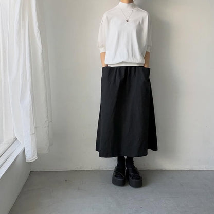 🟡木曜入荷分予約受付中🟡as it is   モックネックコットン5分袖ニット　ホワイト