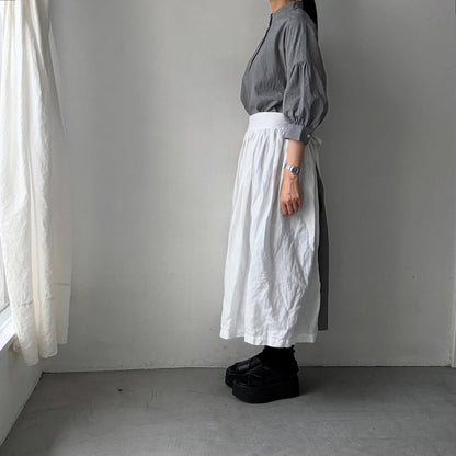 Linenya  千鳥格子スタンドカラーワンピース