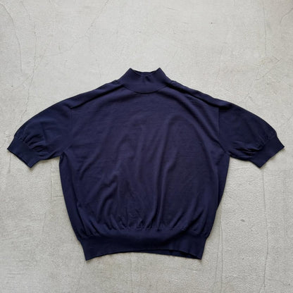 🟡木曜入荷分予約受付中🟡as it is   モックネックコットン5分袖ニット　ネイビー　