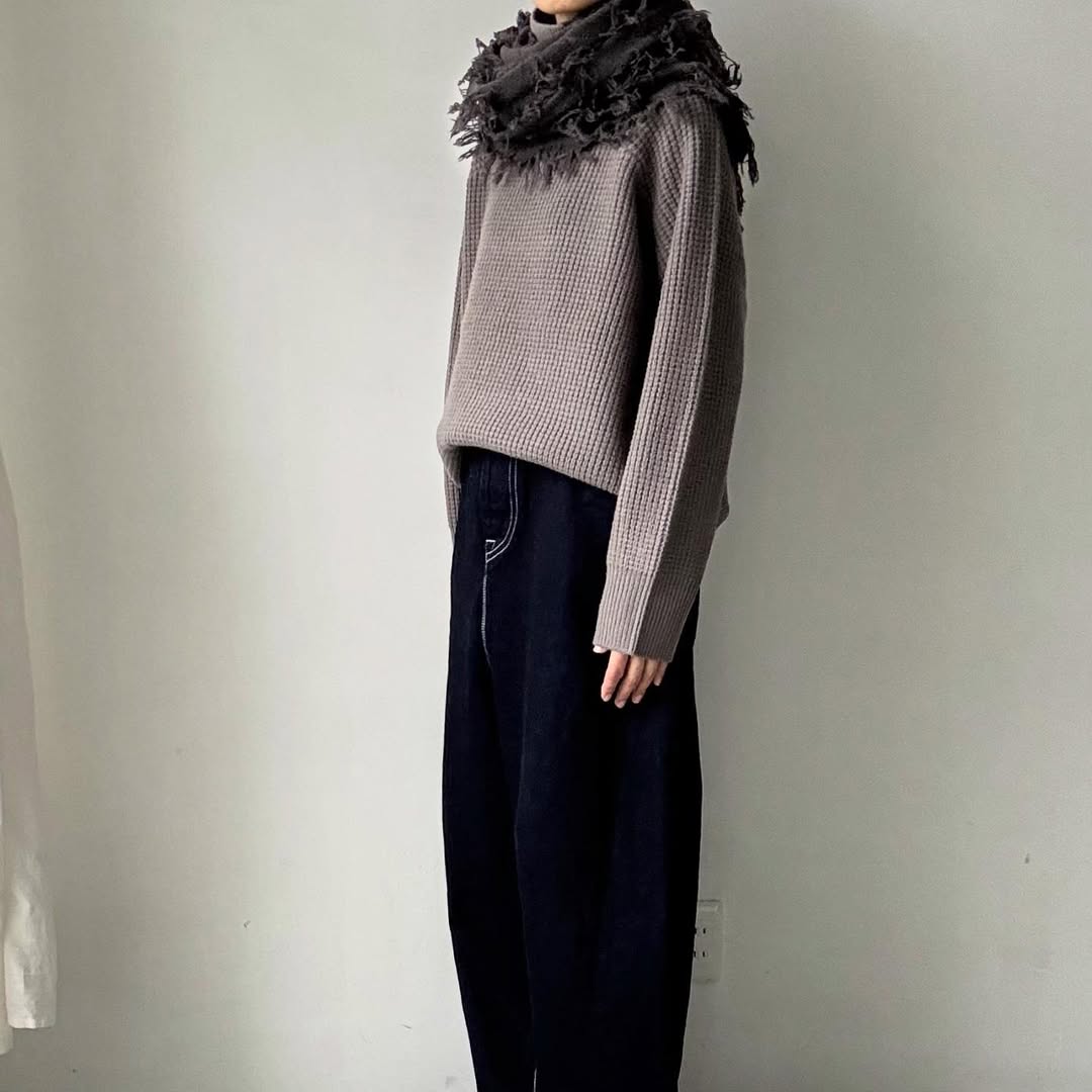 homspun ラムフリンジストール　グレー