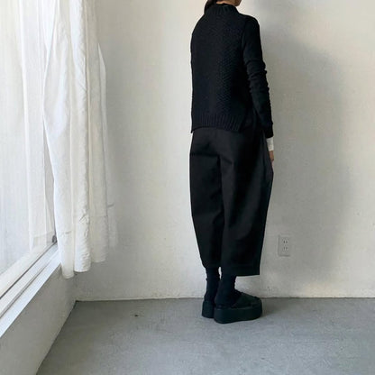 ゴーシュ  オーガニックダックコットンストレートラインパンツ　ブラック