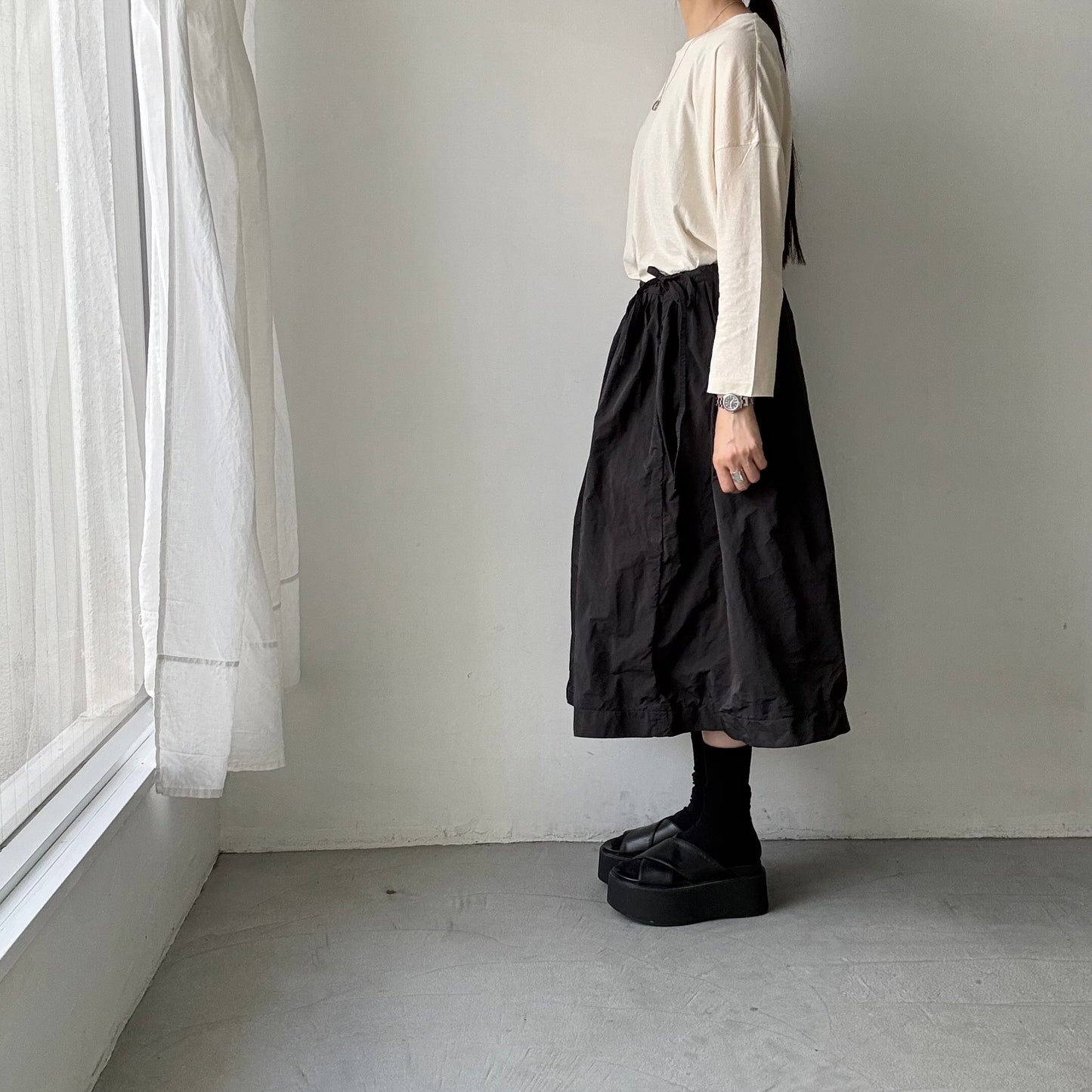 R&D.M.Co  ドロップキャンディボタンロングスリーブTシャツ　ナチュラル