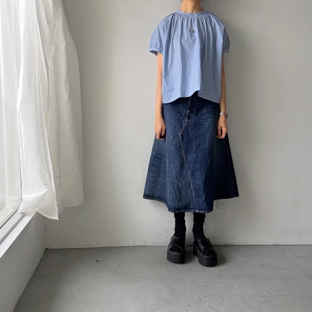 🟡週末入荷分予約受付中🟡cion  コットンシャーリングブラウス　サックスブルー