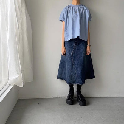 🟡週末入荷分予約受付中🟡cion  コットンシャーリングブラウス　サックスブルー