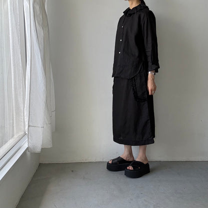 R&D.M.Co  リネンガーメントダイラッフルカラーブラウス