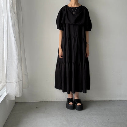R&D.M.Co  コットンリネンシルクワッシャープルオーバーボレロ　ブラック