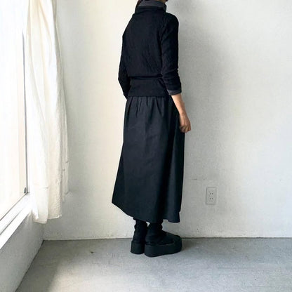 atelier naruse  ウールコットンタートルネックカットソー　ブラック