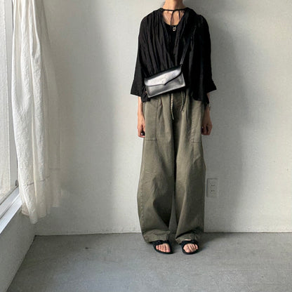 homspun 高密度ウエポンギャザーパンツ　グリーン