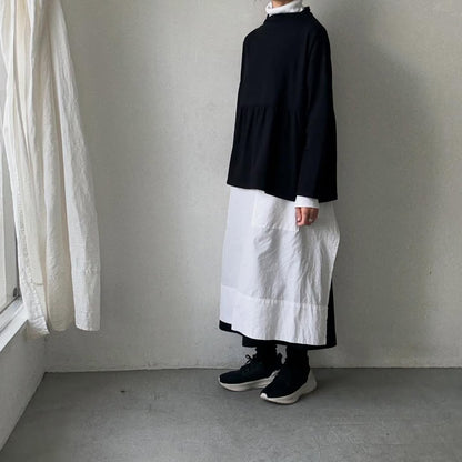 homspun 天竺ハイネックギャザープルオーバー　ブラック
