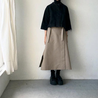 TENNE HANDCRAFTED MODERN ラップスカート　カーキ
