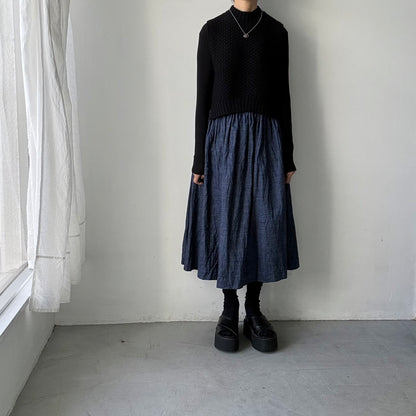 jujudhau デッドストックデニムギャザースカート