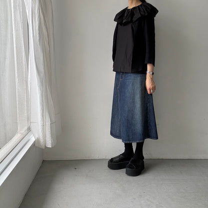 R&D.M.Co シルクコットンピエロカラーノースリーブブラウス