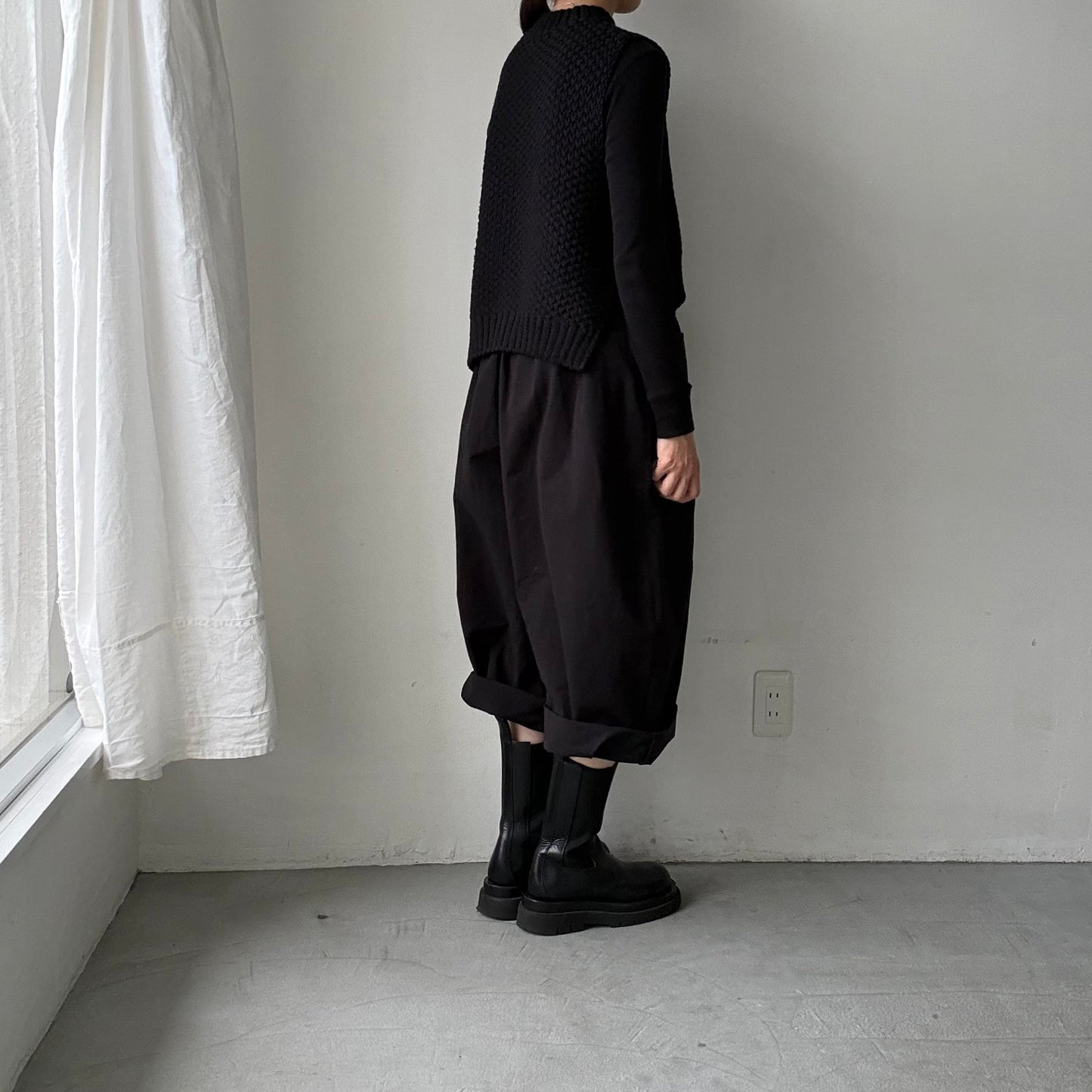 atelier d'antan Perriereコットンワイドパンツ　ブラックsize1