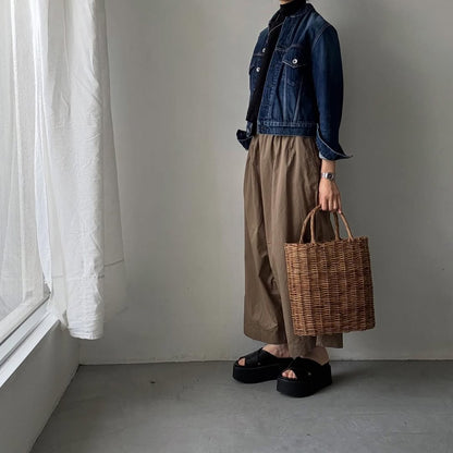 jujudhau  デッドストックコットンワイドパンツ　カーキ