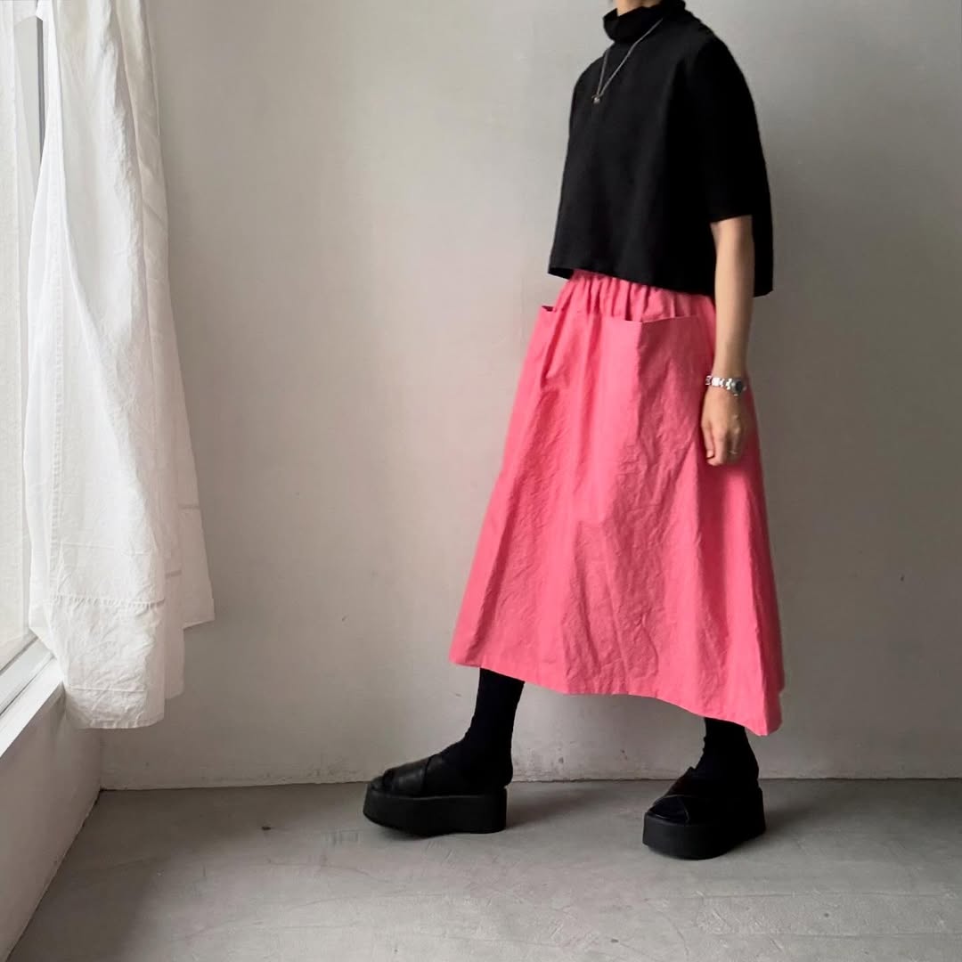 atelier naruse  ダウンプルーフコットンカットインポケットスカート　ローズピンク