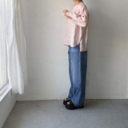 atelier naruse  リネンスモックブラウス　ペールピンク