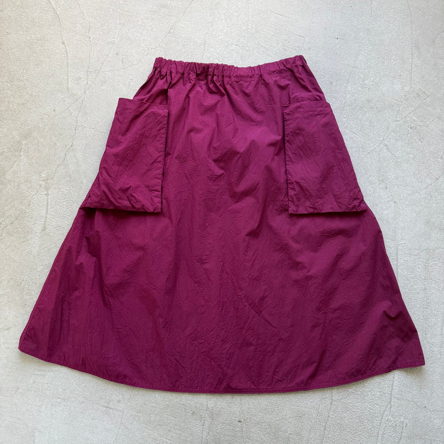R&D.M.Co 　シュリンクコットンガーメントダイポケットスカート　プラム
