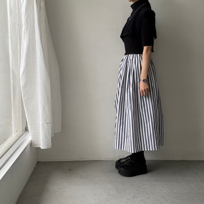 ayanoguchiaya　ストライプタックワイドスカート(blanc別注)