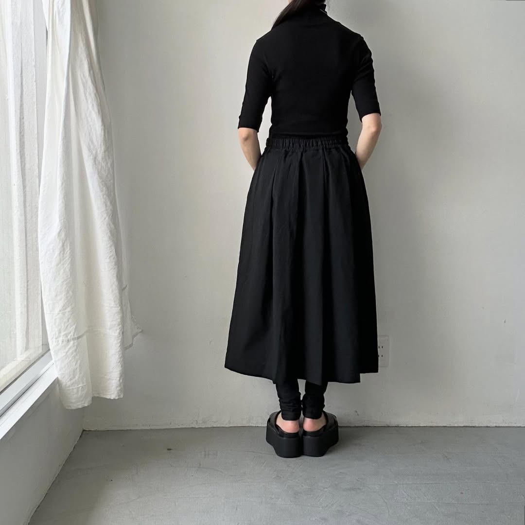 Linenya  コットンタックスカート　ブラック