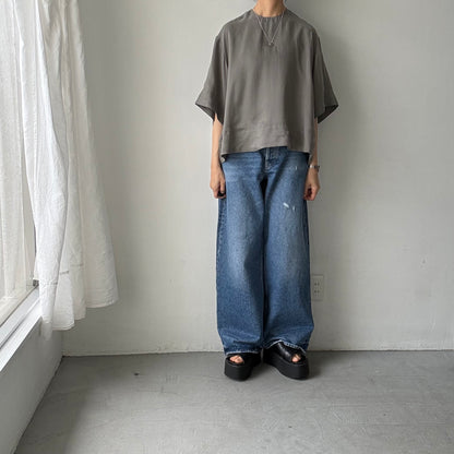 TENNE HANDCRAFTED MODERN ハーフスリーブトップス　グレー