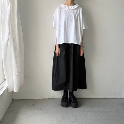 homspun 天竺フリルカラー半袖プルオーバー　ホワイト