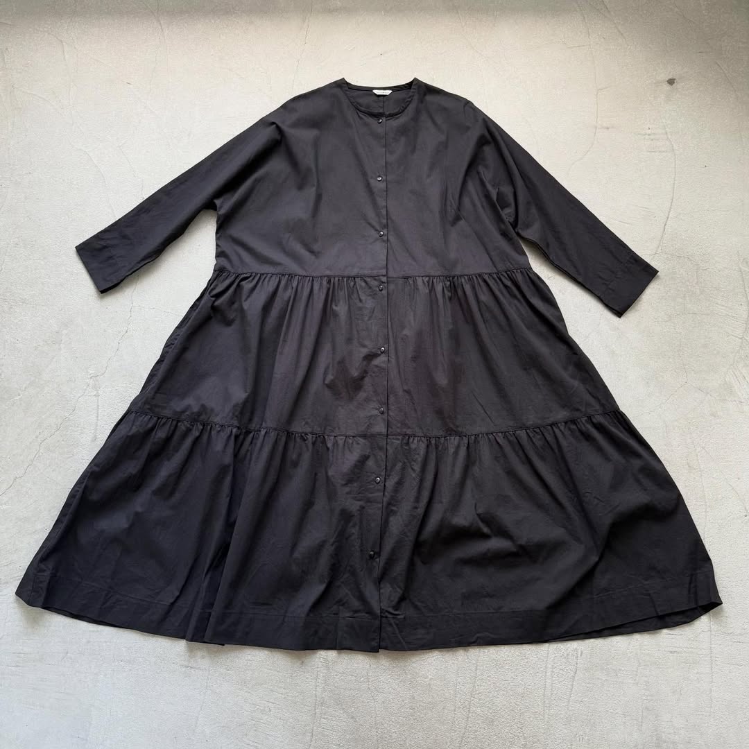 jujudhau デッドストックコットンティアードドレス　ブラック