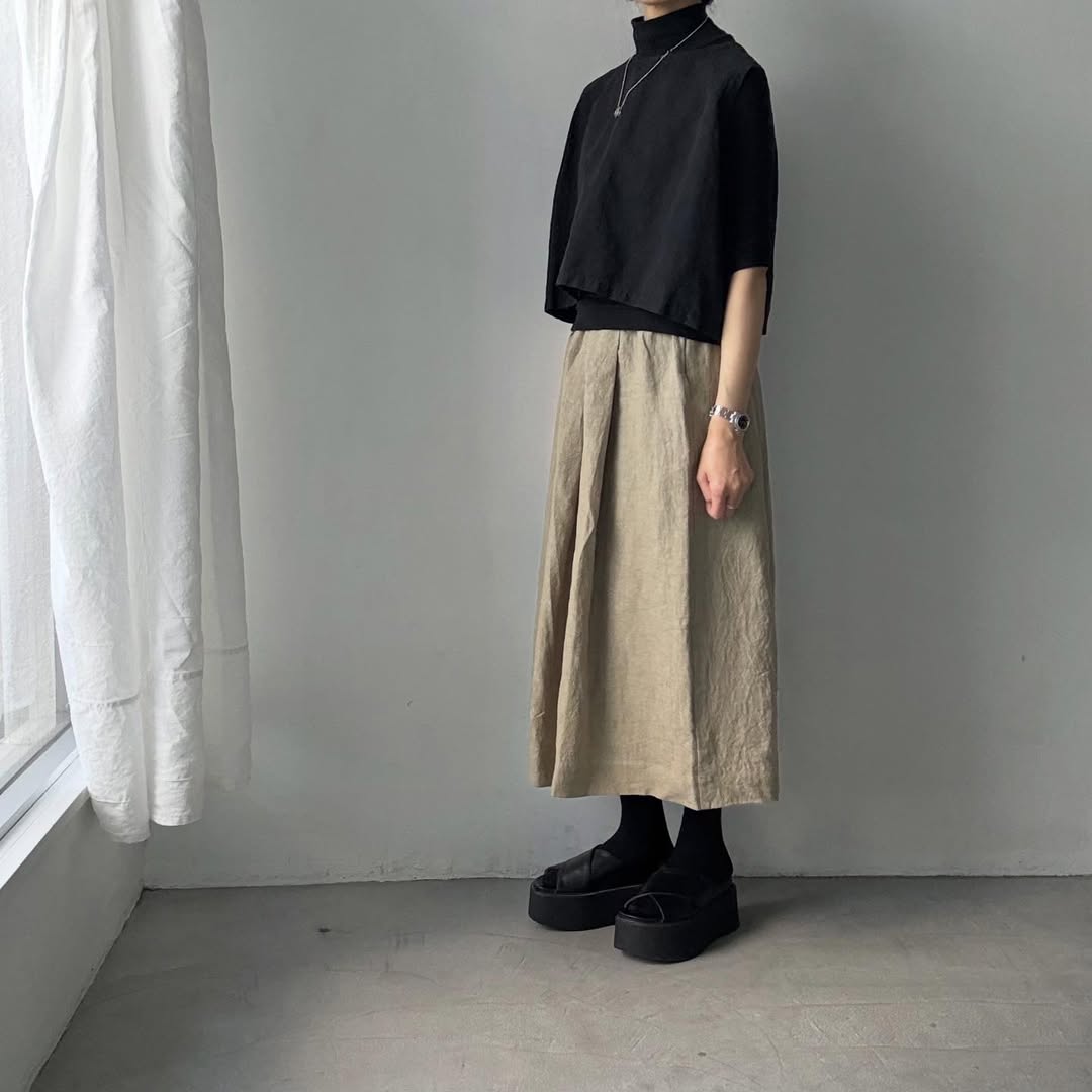 Linenya  リネンタックスカート　ベージュ