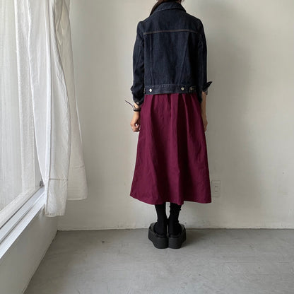 R&D.M.Co 　シュリンクコットンガーメントダイポケットスカート　プラム