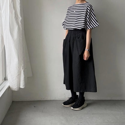 homspun  天竺ボーダー半袖プルオーバー　ホワイト×ブラック