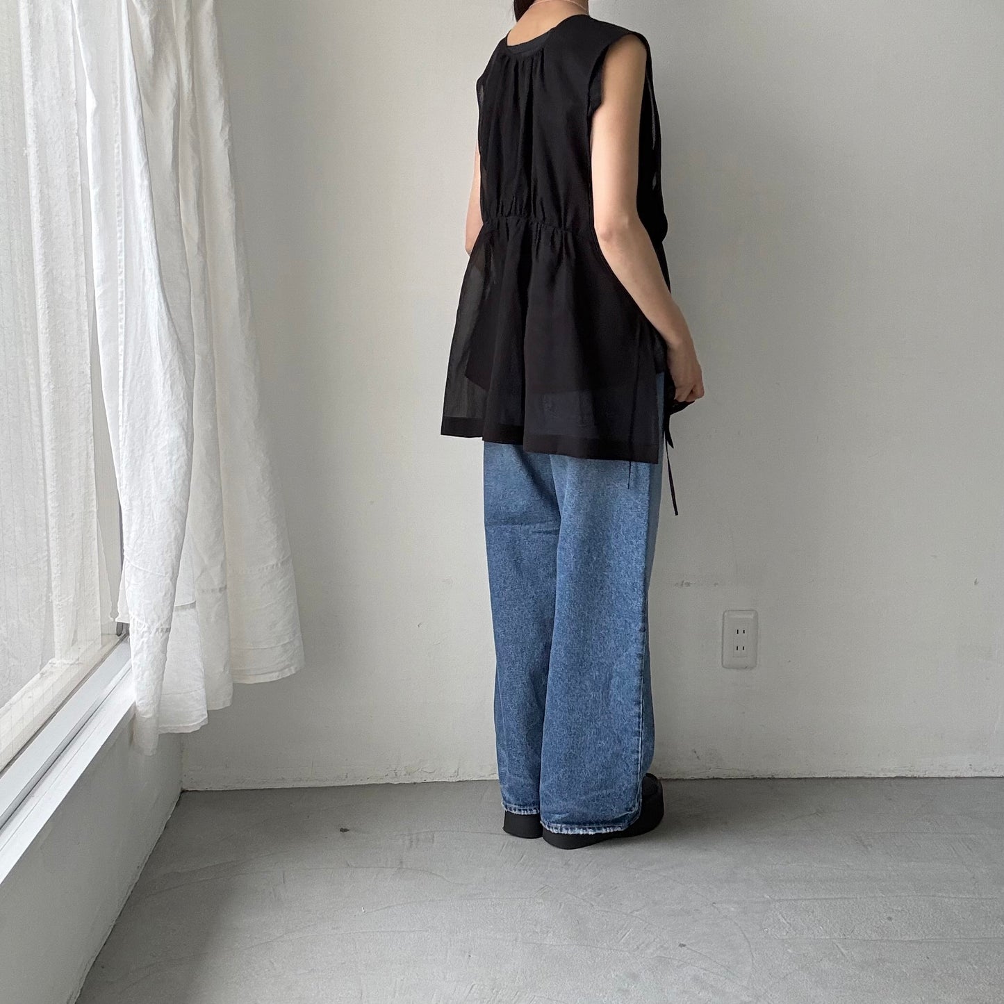 TENNE HANDCRAFTED MODERN オーガンジー2wayショートドレス　ブラック