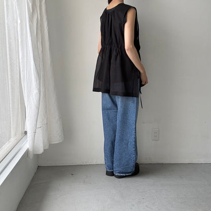TENNE HANDCRAFTED MODERN オーガンジー2wayショートドレス　ブラック