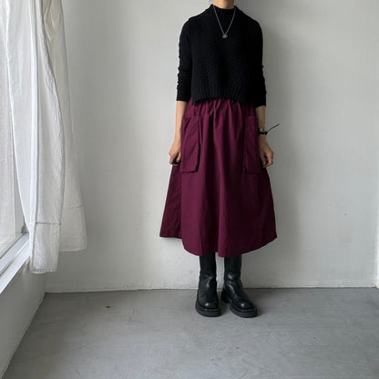 R&D.M.Co 　シュリンクコットンガーメントダイポケットスカート　プラム