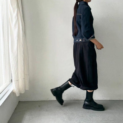 atelier d'antan Perriereコットンワイドパンツ　ブラック