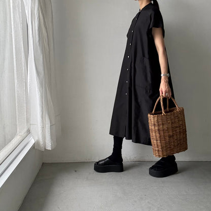 R&D.M.Co シルクコットンラグランハーフスリーブドレス