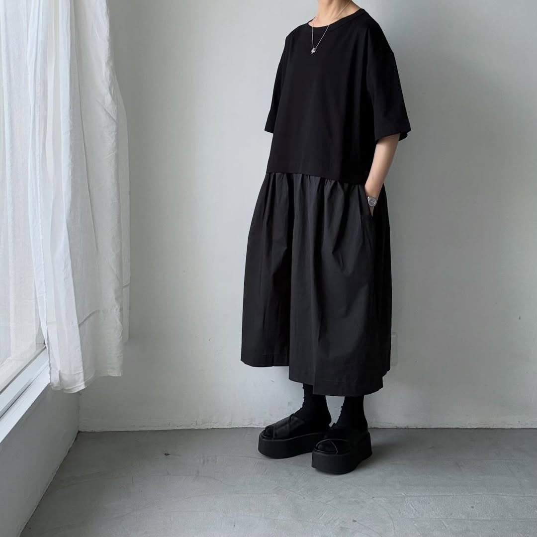 cion コットンTシャツコンビワンピース