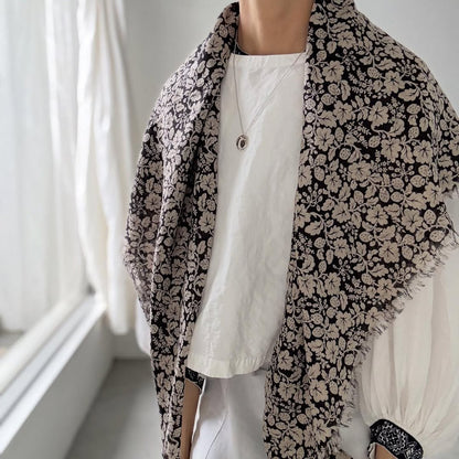 R&D.M.Co  ワイルドベリーガーゼショール　ブラック×フラックス