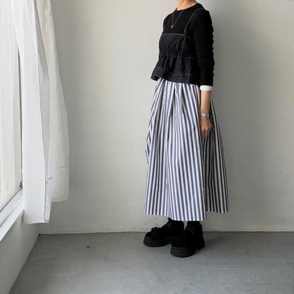 ayanoguchiaya　ストライプタックワイドスカート(blanc別注)