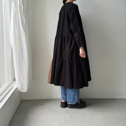 jujudhau デッドストックコットンティアードドレス　ブラック