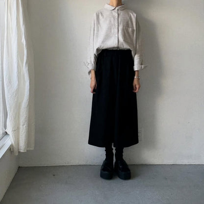 Linenya  コットンヤク丸襟長袖ブラウス　ベージュ