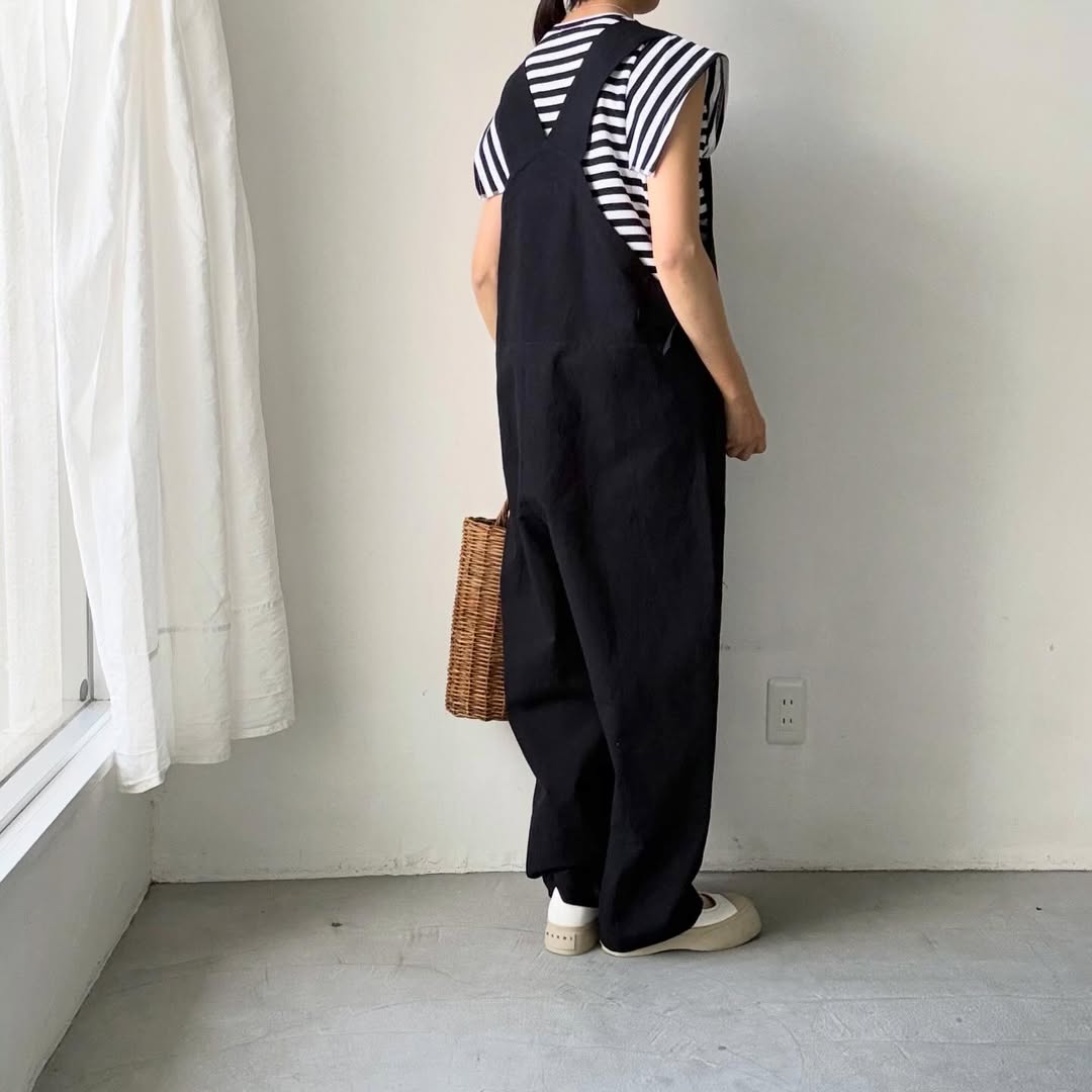 homspun  天竺ボーダーノースリーブプルオーバー　ホワイト×ブラック