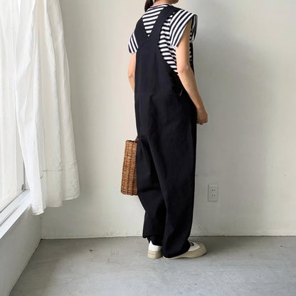 homspun  天竺ボーダーノースリーブプルオーバー　ホワイト×ブラック