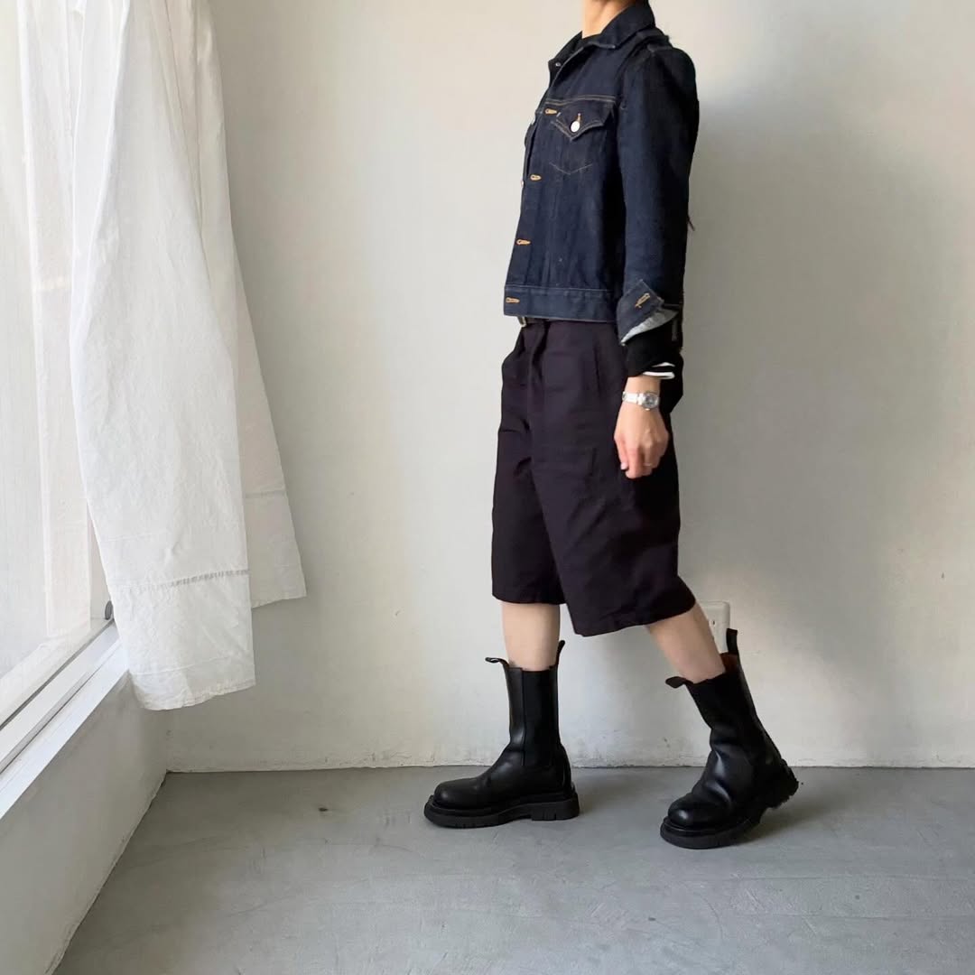 homspun  リップストップハーフパンツ　ネイビー