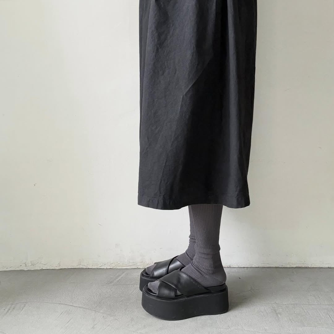 homspun シルケットコットンハイソックス　グレー